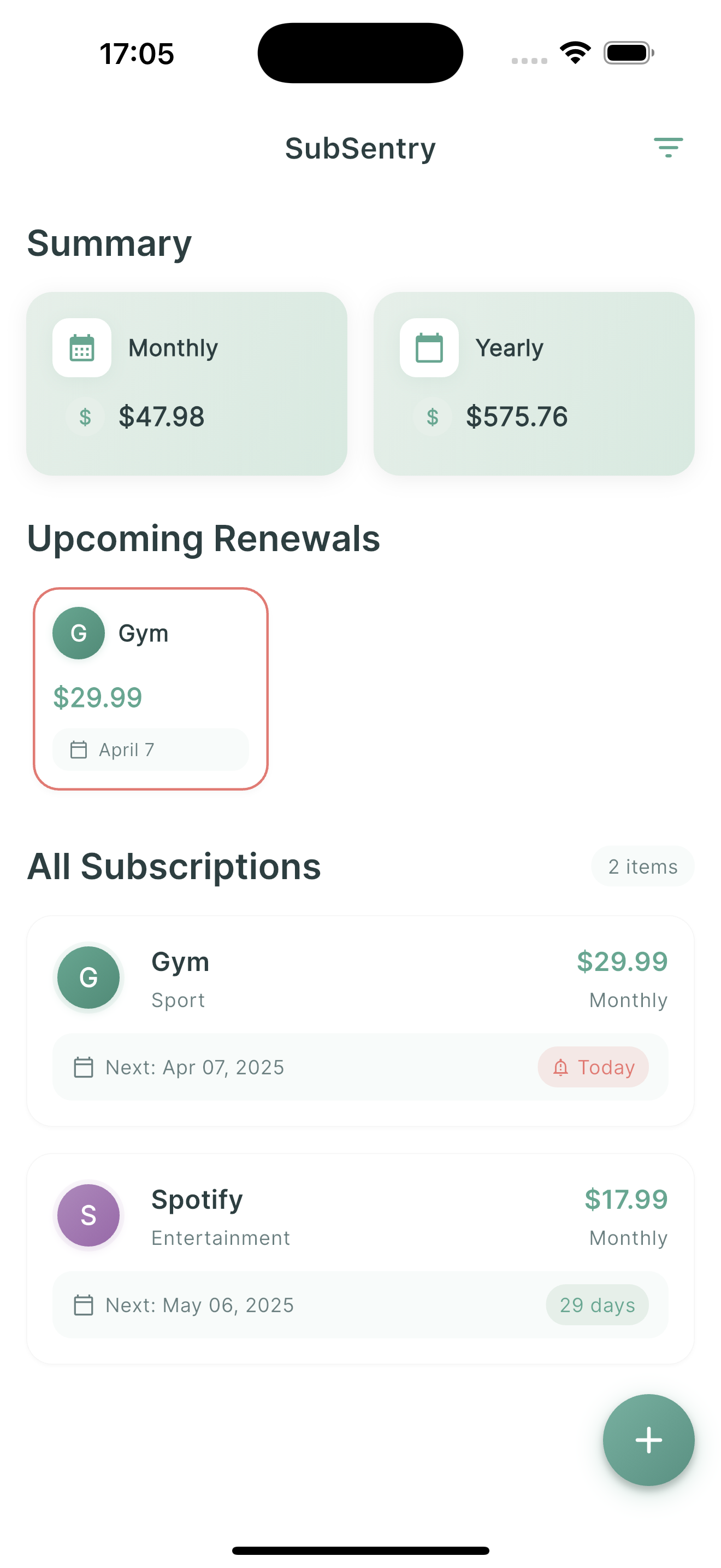 SubscriptionPal App Preview